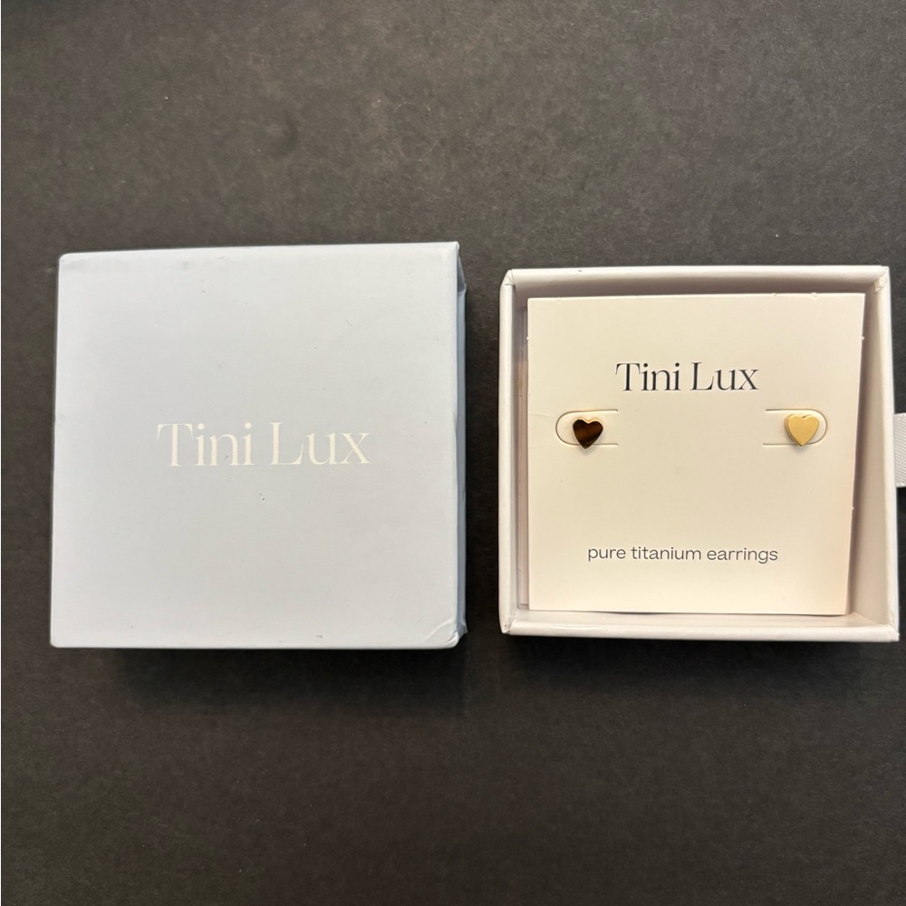 Tini Lux Gold Heart Stud Earrings - Women's Jewelry